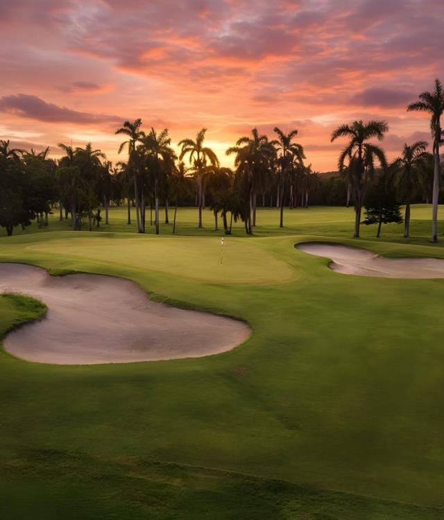 golf course at sunset