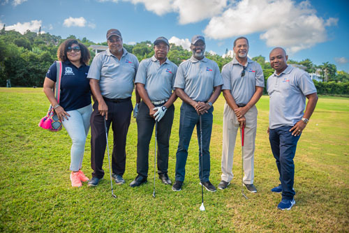 Golfers smiling together