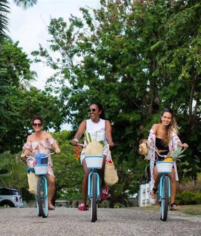 A group of women riding bicycles